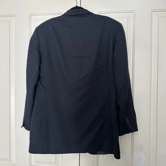 Vintage Loro Piana Mens Blazer Navy Blue Stripe Wool Suit Jacket Sport Coat 44L - Picture 2 of 14